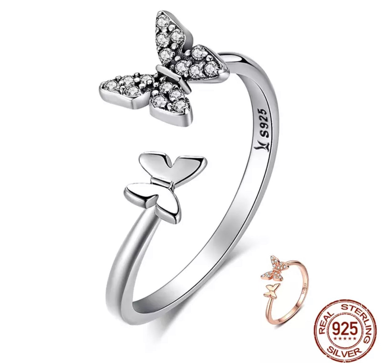PALOMA STERLING SILVER OPEN SETTING BUTTERFLY RING