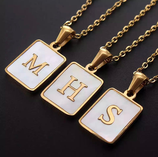 RAFELLA MOTHER OF PEARL INITIAL NECKLACE