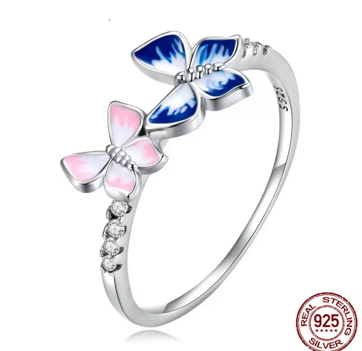 MARIPOSA STERLING SILVER BUTTERFLY RING SET WITH CUBIC ZIRCONIA