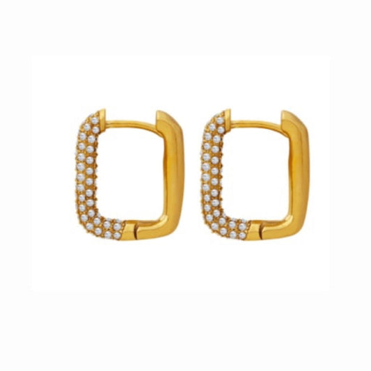 LARISSA HUGGIE SQUARE WITH CZ EARRINGS
